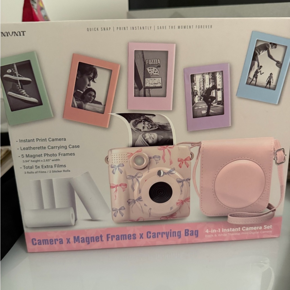 Pink Instant Camera Set with Frames and Bag